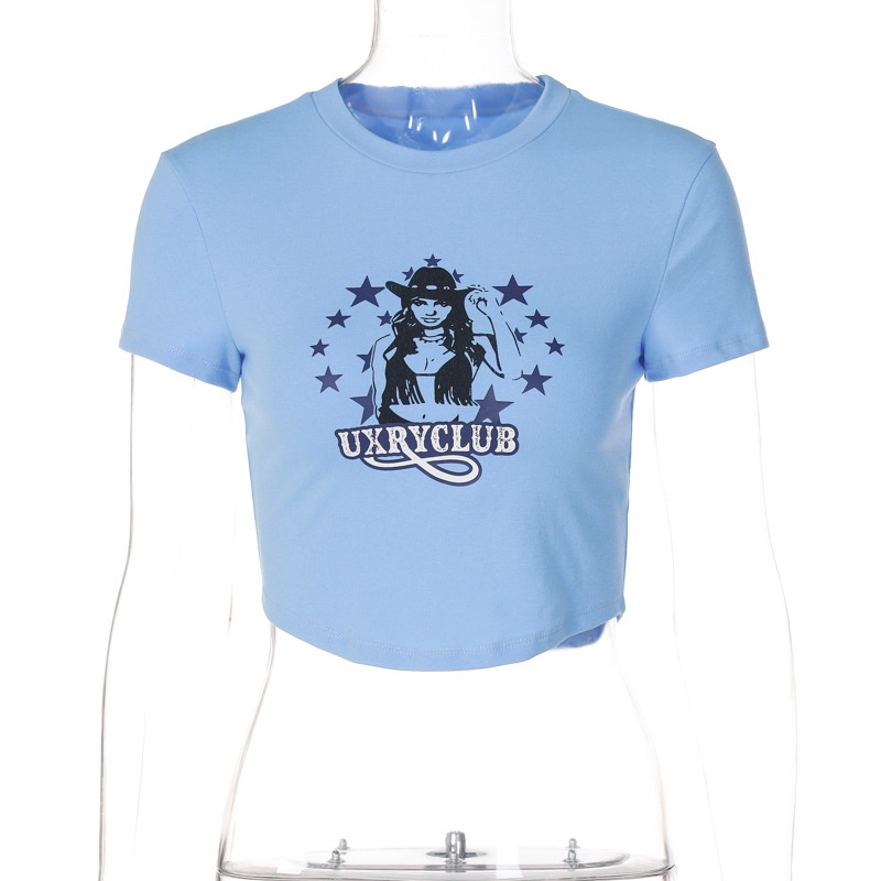 Áo Thun Ngắn Tay Cổ Tròn In Chữ Cá Tính Theo Phong Cách Đường Phố Dành Cho Nữ