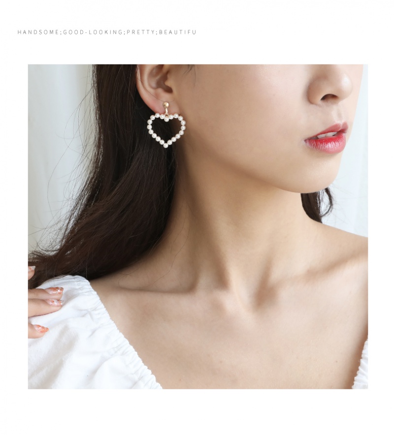 Đôi bông tai hình trái tim đính ngọc trai giả thời trang xinh xắn cho nữ