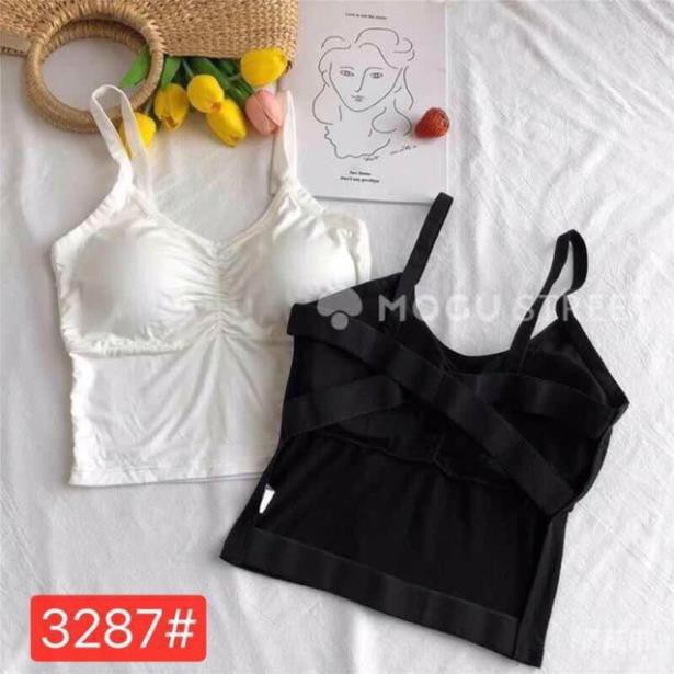 FREESHIP] Áo croptop 2 dây, áo hai dây lưng chéo cotton mới về cực xi