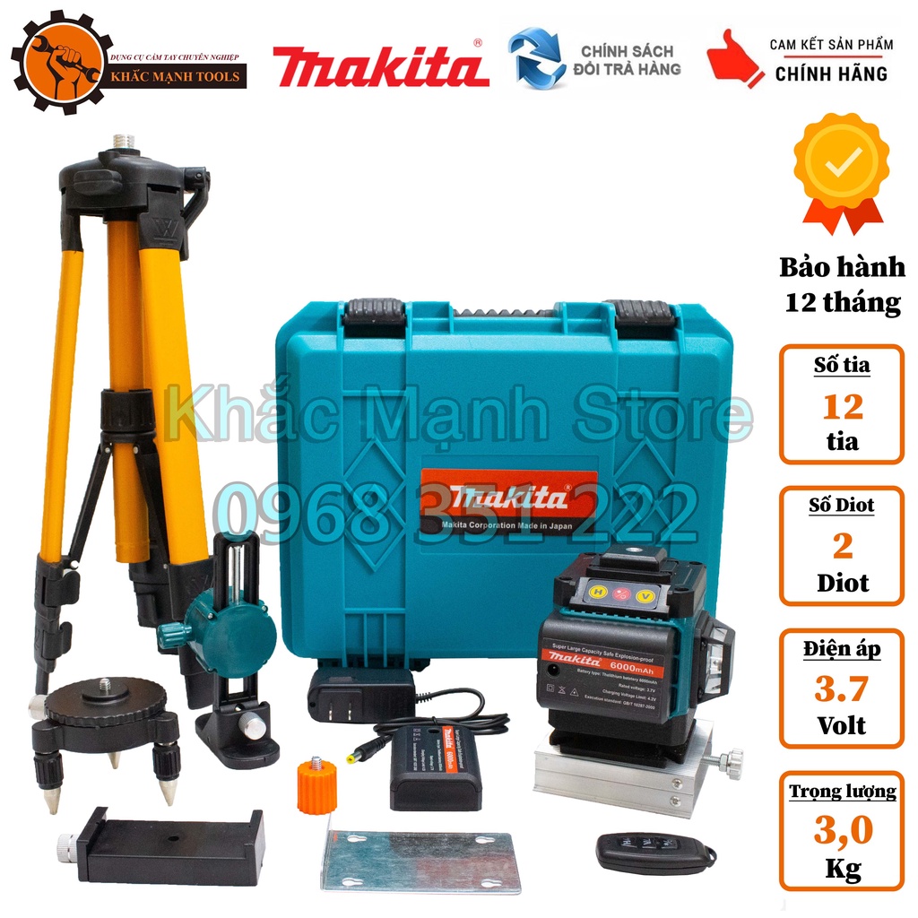 Máy Bắn Cốt Cân Bằng Laser 12 Tia MAKITA , Máy Cân Mực – Tặng Kèm Pin Dự Phòng