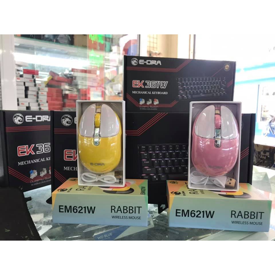 Chuột Bluetooth/ Wireless E-Dra EM621W Rabbit Pin Sạc - Hàng Chính Hãng BH 2 Năm