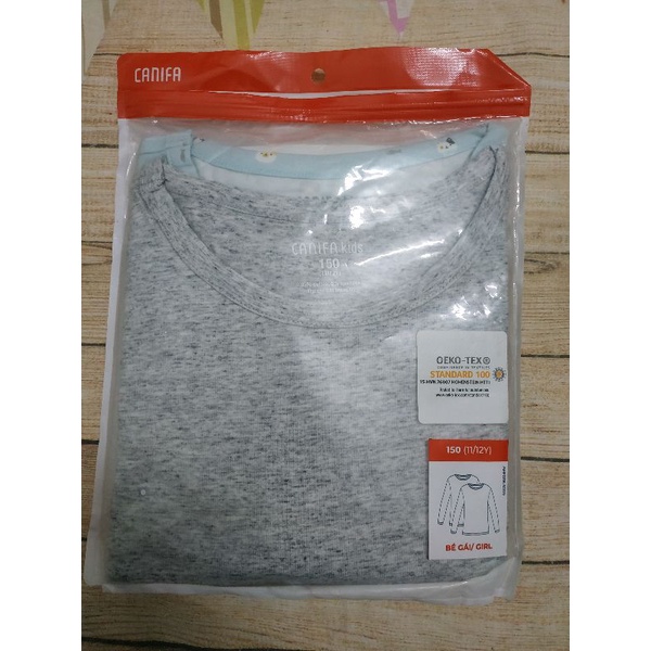 Set 2 áo cotton dài tay bé gái Canifa