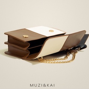🌸Hàng Order🌸 Túi Xách Muzi&kai Chính Hãng Da Trơn Họa Tiết Nắp Gập Dinh Quai Da Phối Xích Sang Chảnh Nữ Tính 🌸Quảng Châu