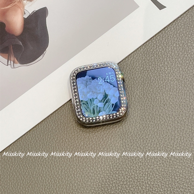 Ốp Bảo Vệ Bằng Pc Cứng Đính Đá Dành Cho Apple Watch Series 7 6 SE 5 4 40mm 44mm 38mm 42mm