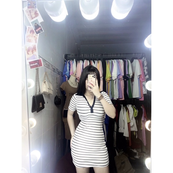 BODY SỌC NGAVÁY N TAY NGẮN TRẺ TRUNG♥️ VÁY POLO SỌC NGAN 💜u