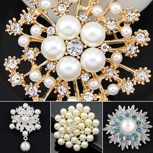 Ghim cài áo hình bông hoa phối ngọc trai giả thời trang cho nữ