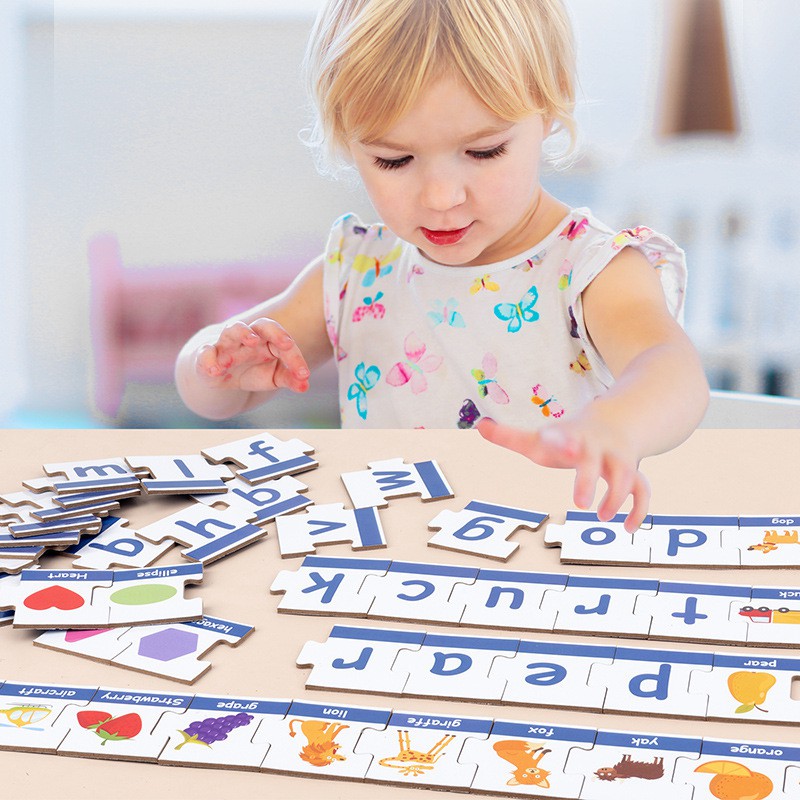 90-mảnh ghép từ mới 0,7 Giáo dục sớm cho trẻ em Bảng chữ cái tiếng Anh nhận dạng từ thực hành đánh vần đồ chơi giáo dục