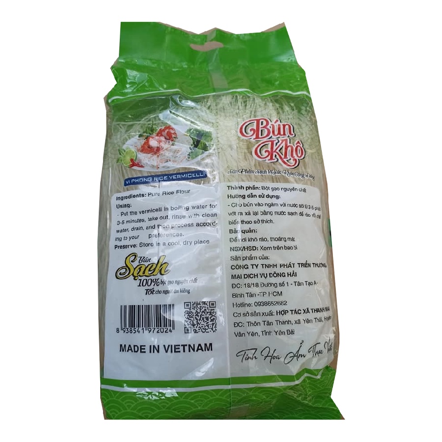 [SenXanh Emart] Bún khô sạch Vi Phong - 500G - 100% tinh bột gạo
