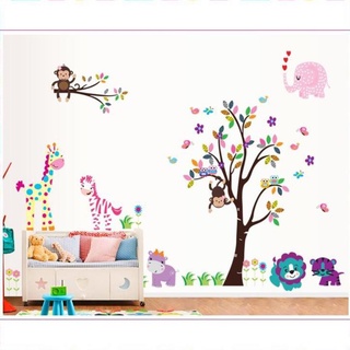 (Size lớn)Decal dán tường VUI CÙNG KHỈ CON DF5099 Zooyoo