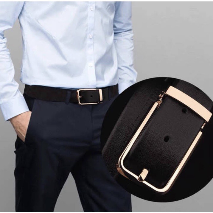 Thắt Lưng Nam Da Bò Cao Cấp,Dây Lưng Dây Nịt Nam Mặt Khóa Kim KM001 Phong Cách Thời Trang Hàn Quốc Sành Điệu - Hàng mới