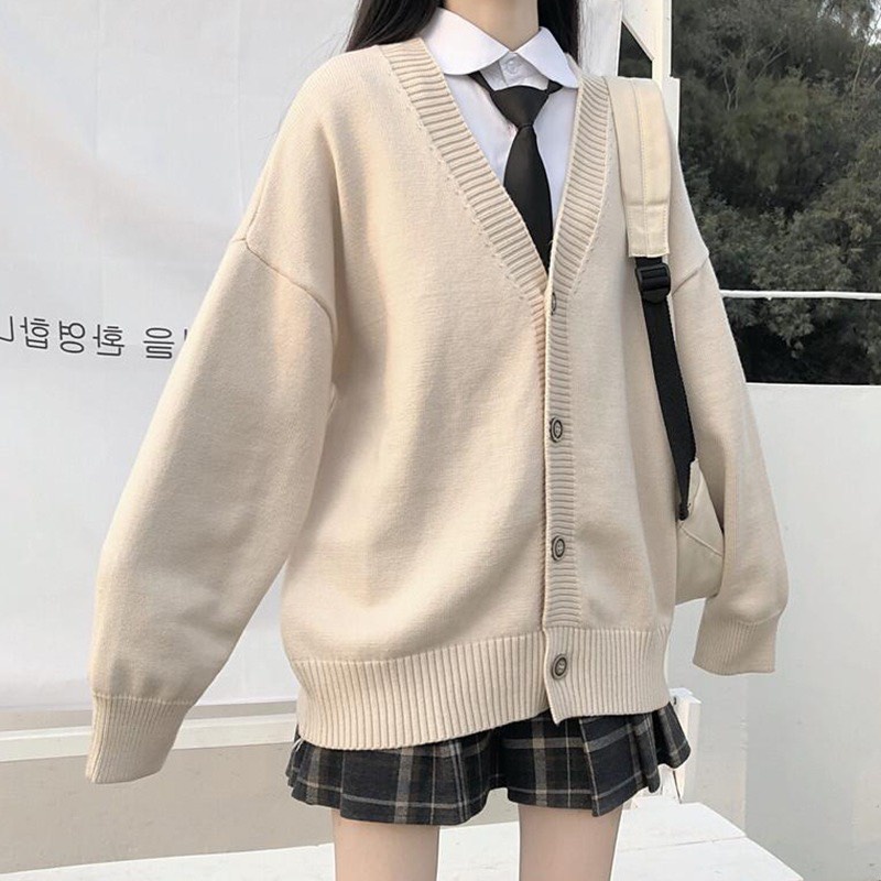 áo khoác len cardigan học sinh sinh viên trơn dáng dài dễ thương phong cách hàn quốc A700 SUTANO