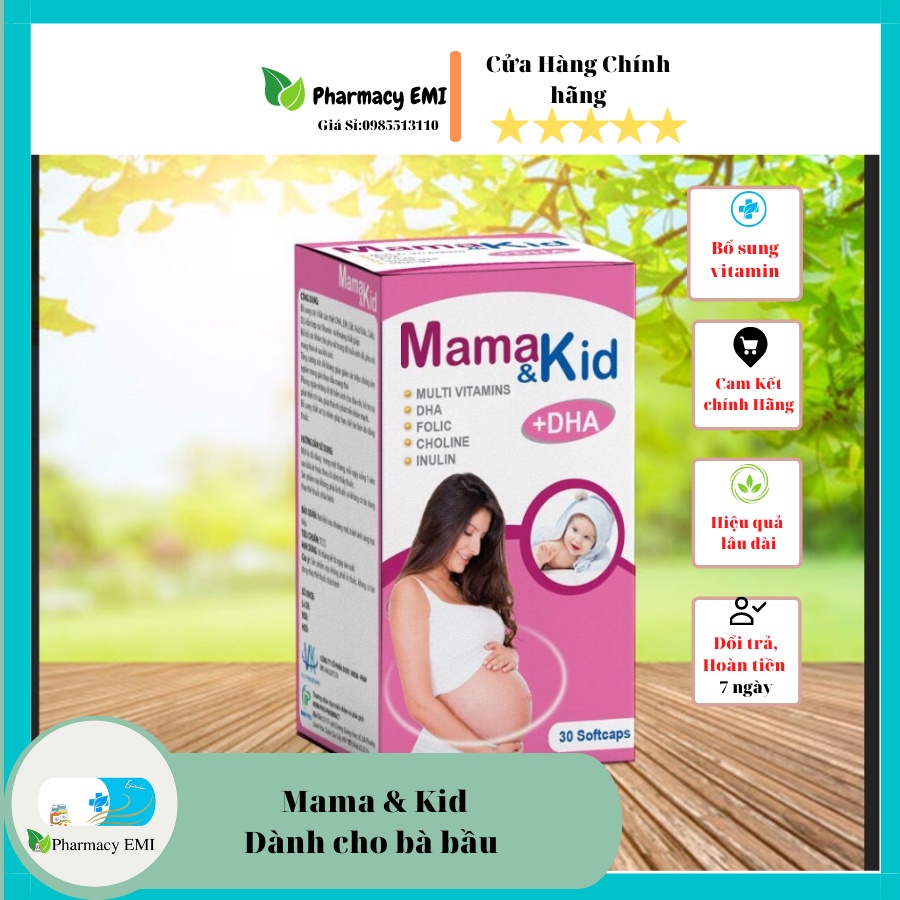 Mama and Kid Bổ sung vitamin cho ba bau,Viên uống Mama& Kid bổ sung vitamin và các loại khoáng chất cho bà bầu