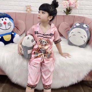 Sét bộ pjzama lụa gấu cho bé gái