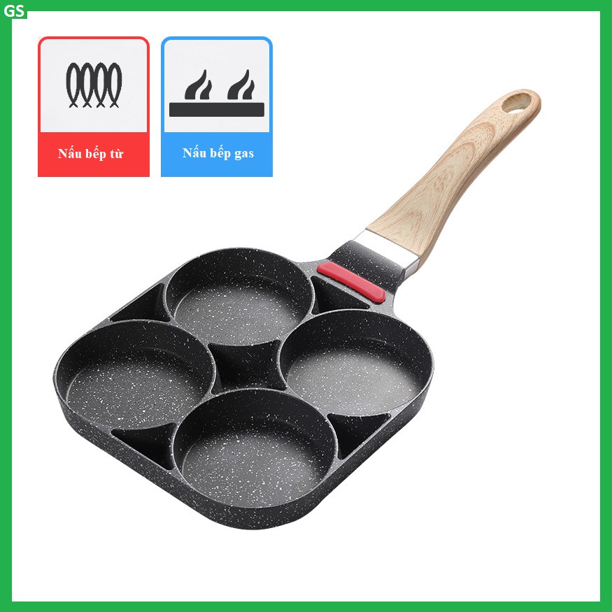 Chảo đá chống dính bốn ngăn Goodstore nấu được cả bếp từ và bếp gas