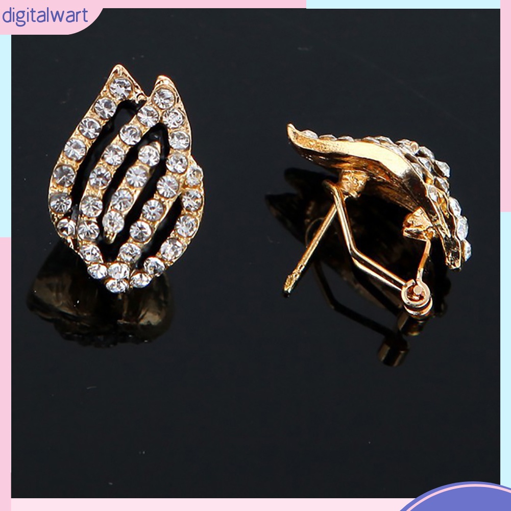 Đôi khuyên tai hình hoa tulip đính đá kiểu dáng thời trang cho nữ