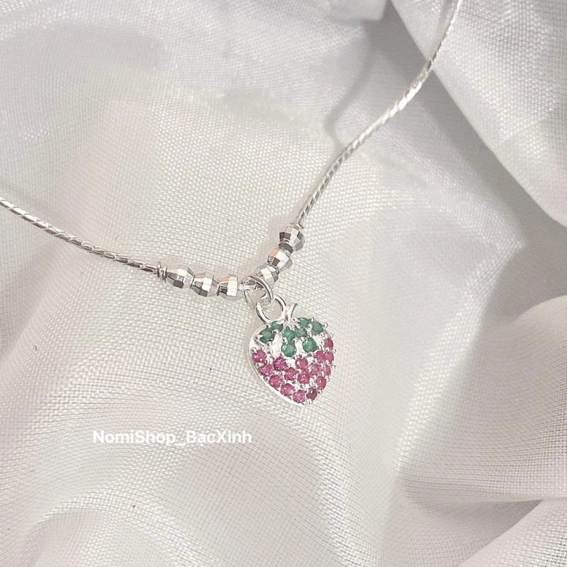 Dây chuyền bạc mặt dâu tây cho bé gái, ngọt ngào xinh xắn Mainomi Shop Bạc Xinh