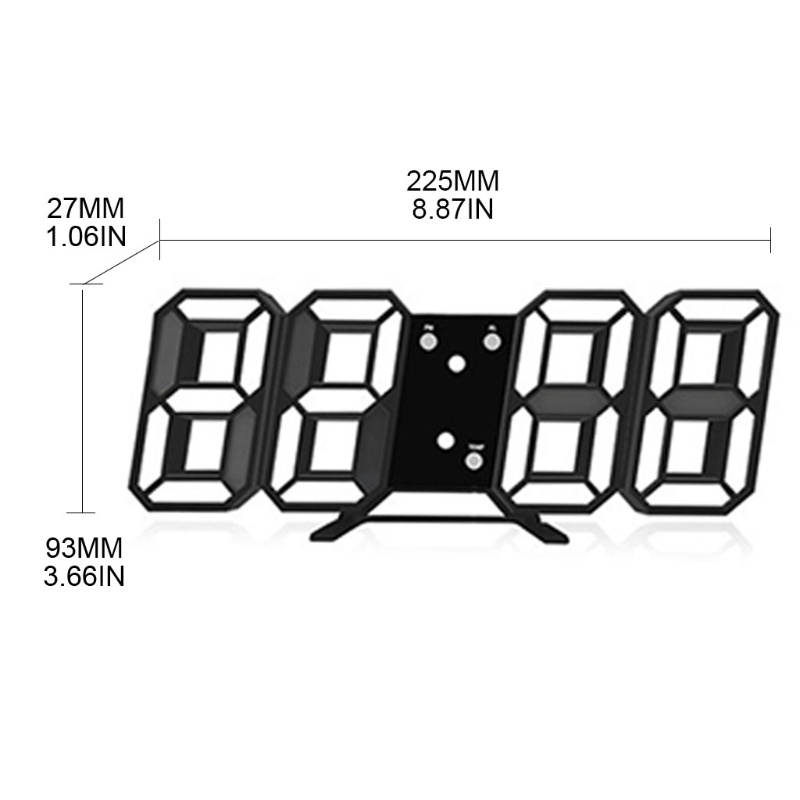 Đồng Hồ LED 3D Kỹ Thuật Số 12 / 24 Giờ Điều Chỉnh Độ Sáng Trang Trí Phòng Khách