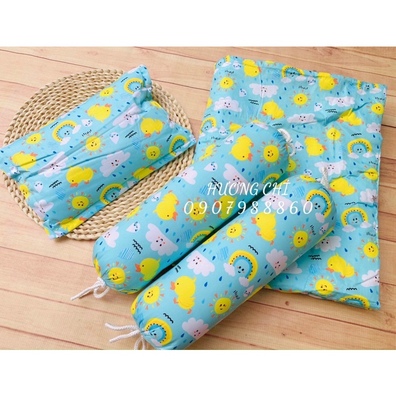 Bộ nệm kèm gối ôm và gối nằm vải cotton thắng lợi