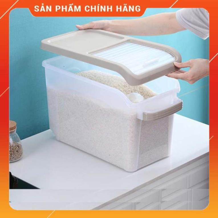 CHÍNH HÃNG - Thùng nhựa đựng gạo thông minh 10kg đa năng đựng ngũ cốc có bánh xe,thùng đựng gạo 15kg