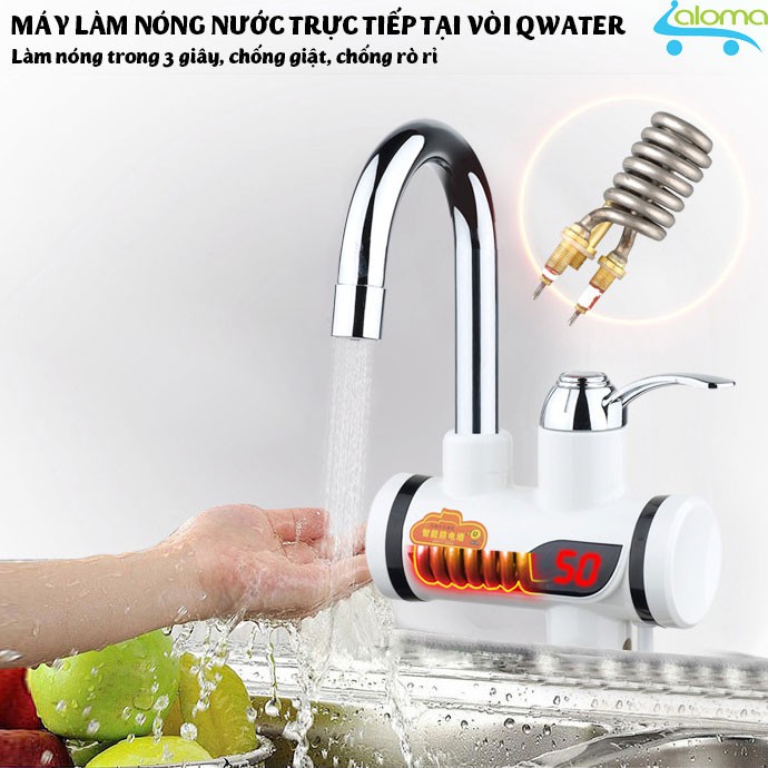 Vòi nước nóng, Máy làm nóng nước trực tiếp tại vòi QWater ️có vòi rửa và Rơ le chống giật, an toàn, tiết kiệm điện