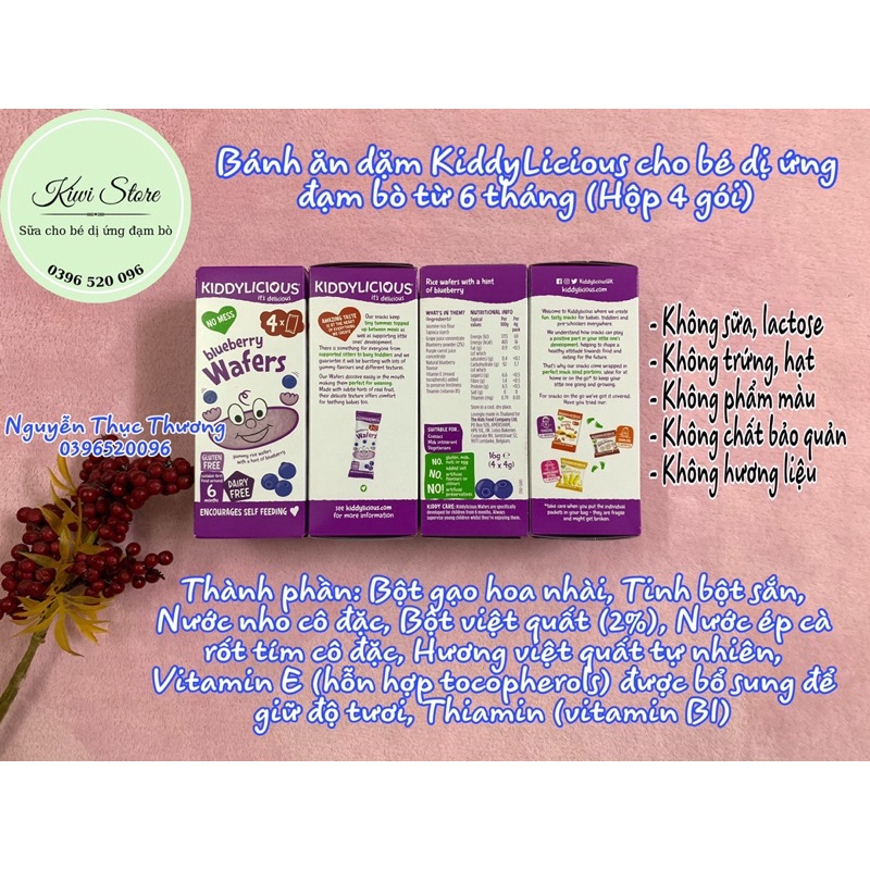 Bánh ăn dặm KiddyLicious cho bé dị ứng đạm sữa bò từ 6 tháng