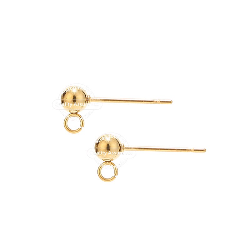 Stud Earring Gold-Ball Hypoallergenic Stainless-Steel DIY 10pcs for Posts