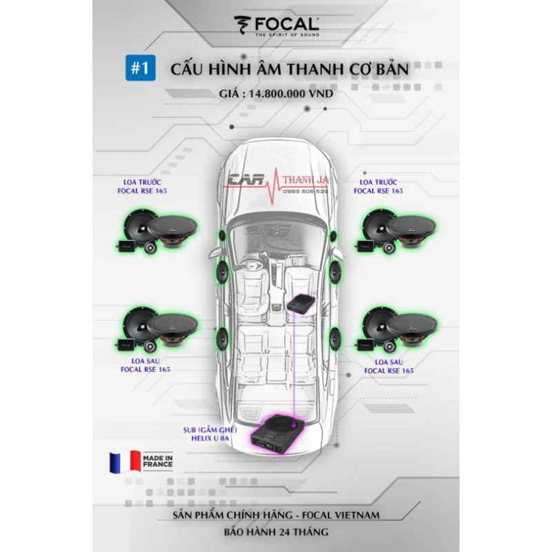 Loa Xe Focal, 8 Loa Focal , 1 Sub Ghế Helix U8A. Miễn Phí Lắp Đặt