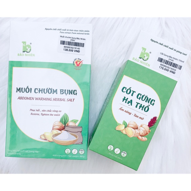 Combo Muối chườm bụng + Cốt gừng hạ thổ giảm eo sau sinh Bảo Nhiên