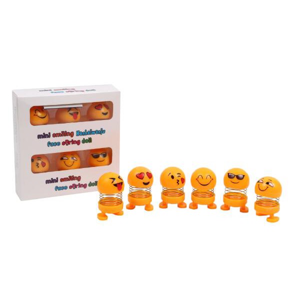 Set 6 thú nhún Emoji dễ thương dạng lò xo để trang trí