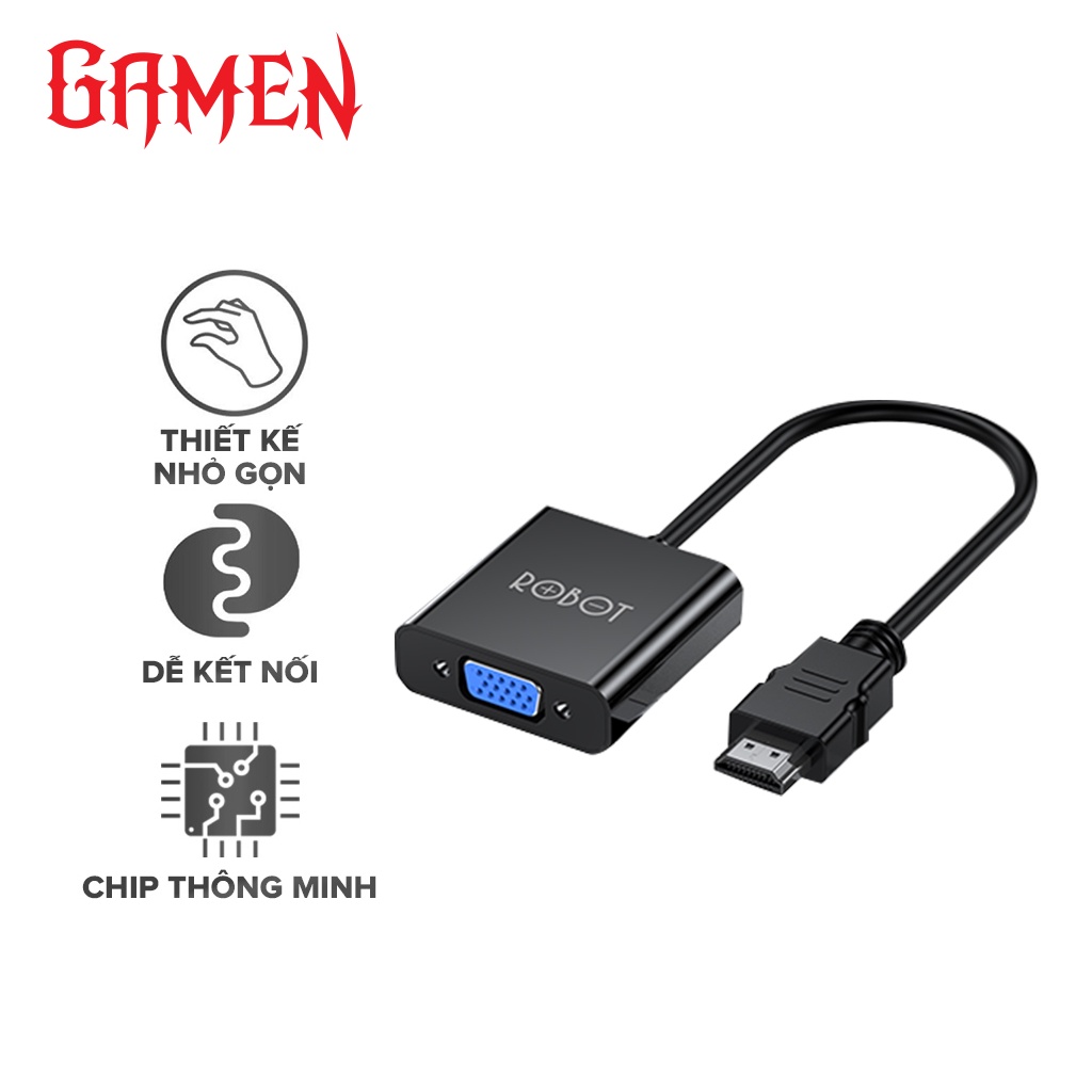 Bộ Chuyển Đổi HDMI Sang VGA Robot RHV10 Độ Phân Giải FULL HD 1080P Kết Nối Nhanh Chóng