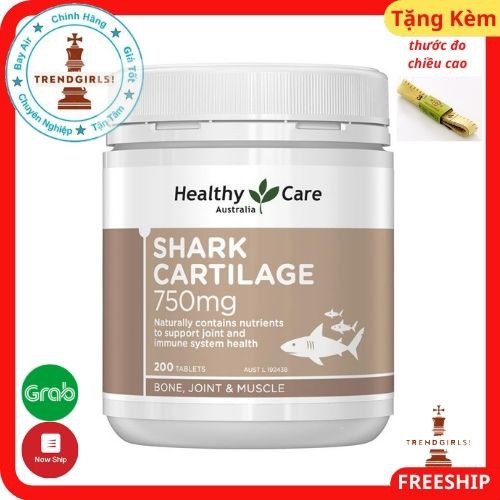 Sụn vi cá mập úc Healthy Care Shark Cartilage 750mg, (200v) hỗ trợ xương khớp cho người lớn trên 18 tuổi - Trend girls