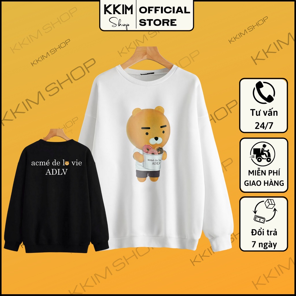 Áo nỈ Sweater ADLV Kakao Đen, Trắng - Chất Nỉ Dài Tay Form Rộng  - Unisex Nam Nữ KKim Shop