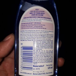 Nước tẩy trang Nivea cho da mụn 125ml!