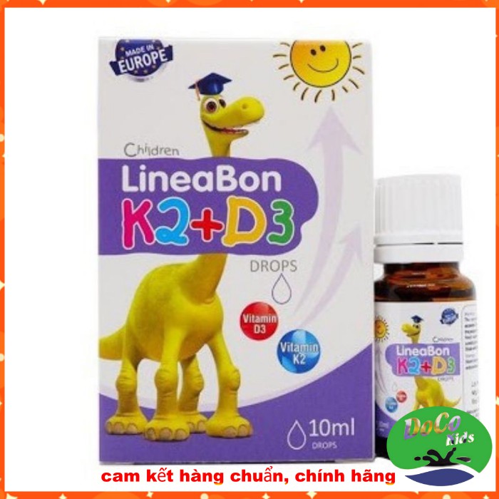 LineaBon K2 D3 Drops - Vitamin D3 K2 MK7, Giúp cho bé hấp thu tối đa canxi, tốt cho trẻ sơ sinh, Xương, răng chắc khỏe