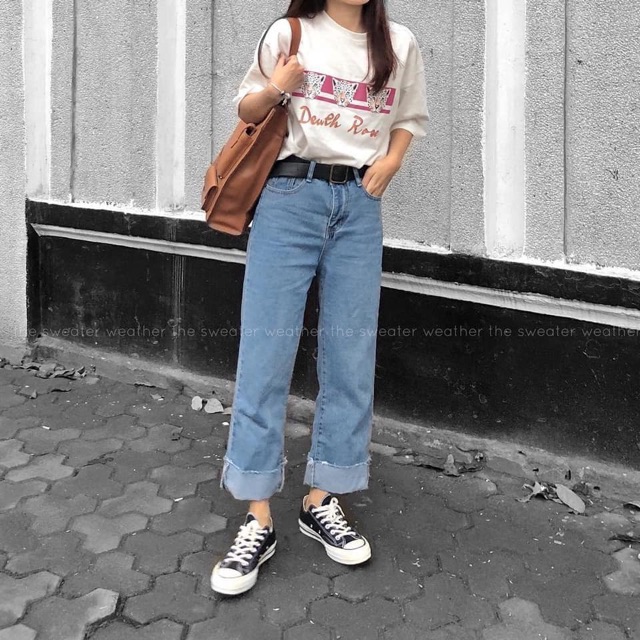 Quần ống rộng gấu gập (đậm/nhạt ảnh thật) | BigBuy360 - bigbuy360.vn