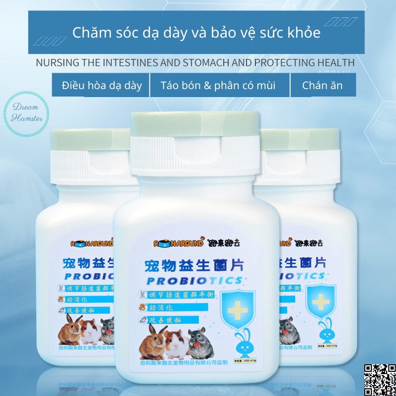 Viên nén probiotic (men tiêu hóa) Runaround cho hamster, thỏ, bọ, chinchilla và thú cưng nhỏ khác