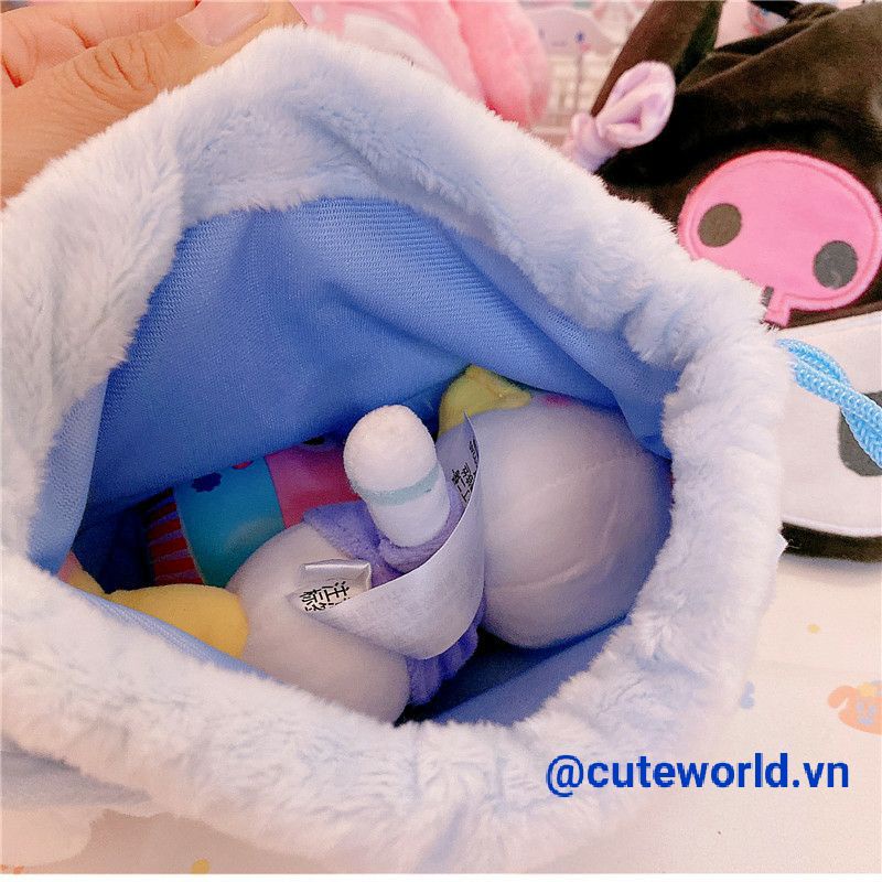 Túi đựng mỹ phẩm dây rút Sanrio bông mềm