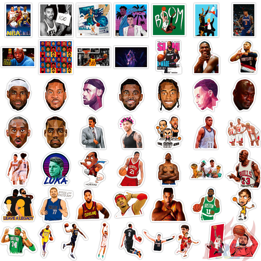 100Pcs/Set ❉ NBA Superstar Mixed Basketball Star Series B Mixed Sports Stickers ❉ Professional Basketball Player DIY Fashion Mixed Waterproof Doodle Decals Stickers