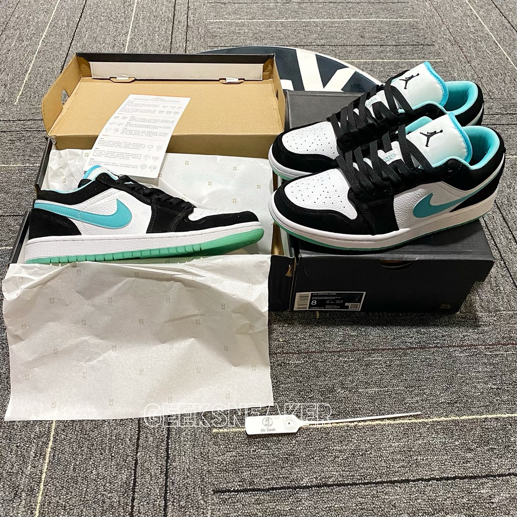 [GeekSneakerZone] Giày Jordan 1 Low Island Green - Cổ Thấp Xanh Đen Trắng | BigBuy360 - bigbuy360.vn