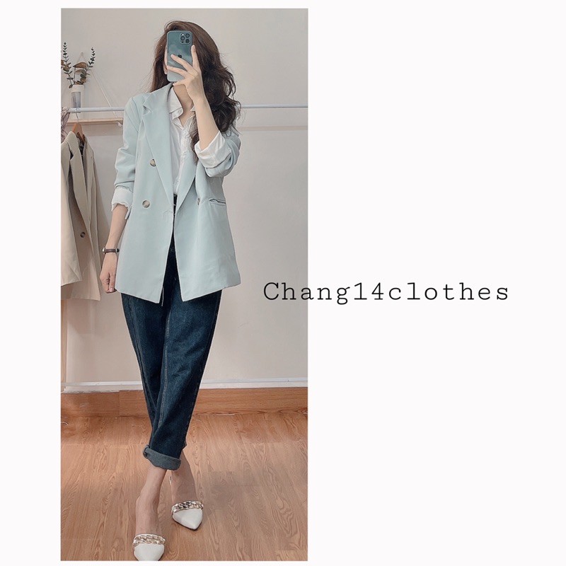Áo khoác vest-blazer hàng thiết kế chất kate hàn 4 màu đen trắng xanh nâu be | BigBuy360 - bigbuy360.vn
