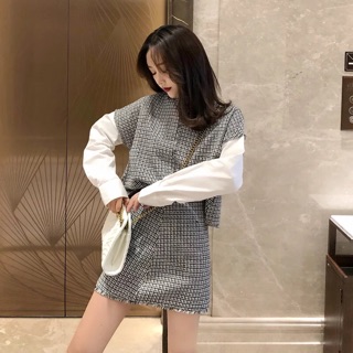 Ảnh thật Set Áo Chân váy SML ODER