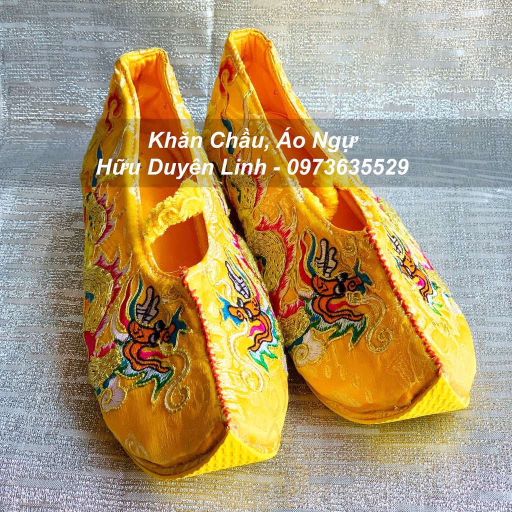 Giày hầu đồng Quan Hoàng vải gấm cực đẹp, hài hầu giá Chúa Hoàng
