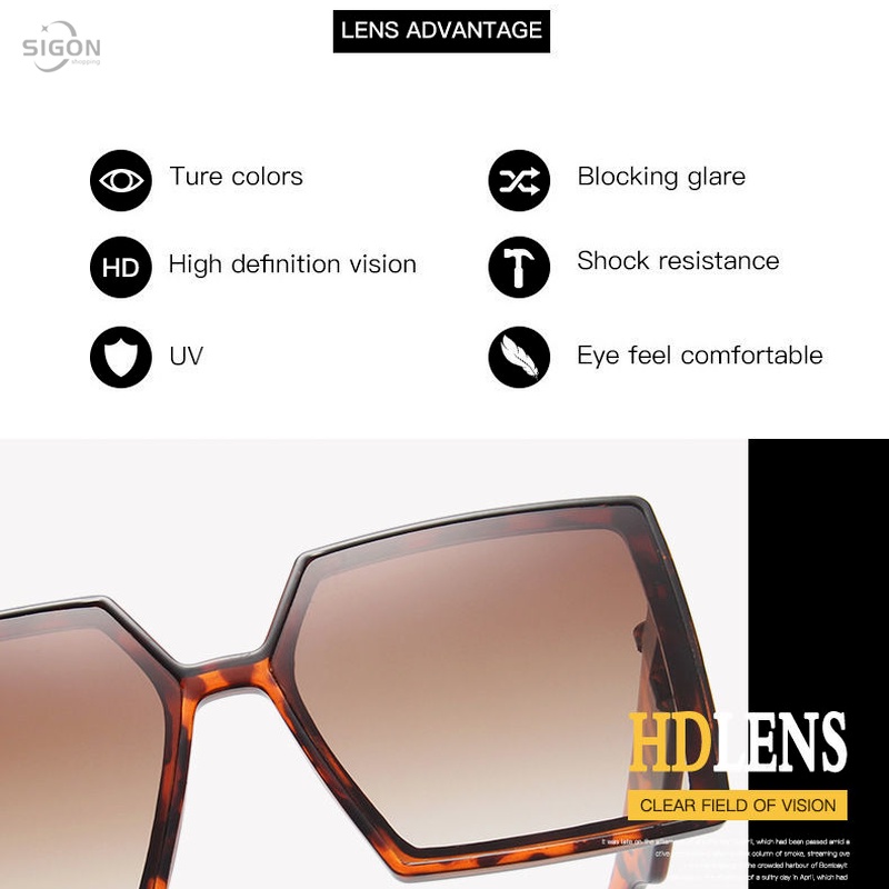 Kính Mát Gọng Vuông Lớn Chống Tia Uv Cho Nữ