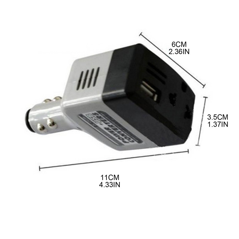 Bộ Chuyển Đổi Nguồn Điện DC 12V / 24V Sang AC 220V Với Cổng USB Chuyên Dụng Cho Xe Hơi