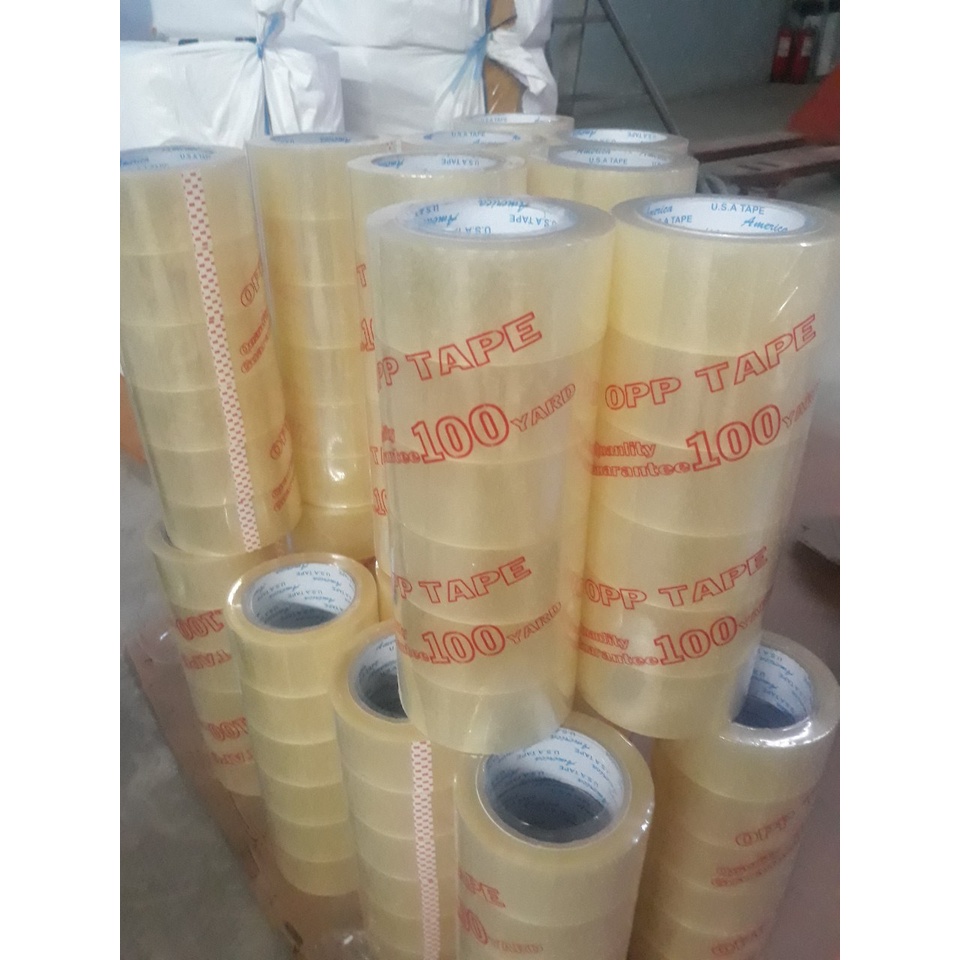 Băng keo trong 5cm -200y 1 cây 6 cuộn nặng 1,7kg 1 cây sử dụng được nhiều màng dày độ dính cao.!