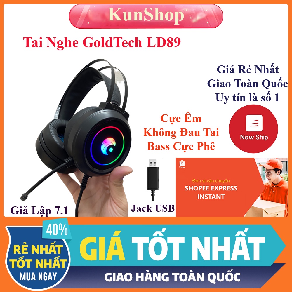 ❤️KunShopVn❤️ Tai Nghe Gaming GoldTech LD89 Giả Lập Âm Thanh Vòm 7.1 Bass Cực Mạnh , Giá Sinh Viên Tai Nghe Chụp Tai