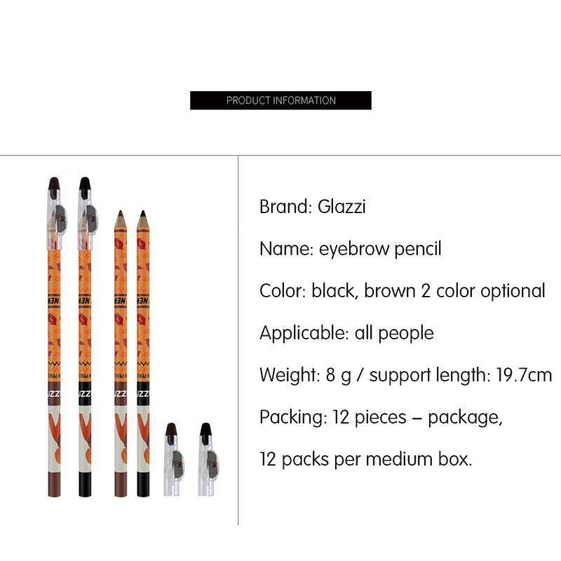 (Hàng Mới Về) Bút Chì Kẻ Lông Mày Glazzi Màu Đen Và Nâu Dễ Lên Màu Chống Thấm Nước Và Mồ Hôi | BigBuy360 - bigbuy360.vn