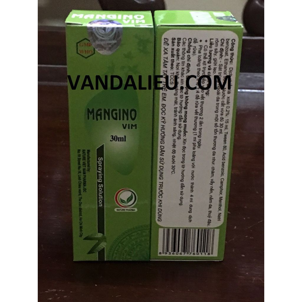 CHAI XỊT MANGINO VIM SPRAY 30ML.ĐT CHÀM, VẨY NẾN, NẤM DA, THỦY ĐẬU, RÔM SẢY, GIỜI LEO-MP