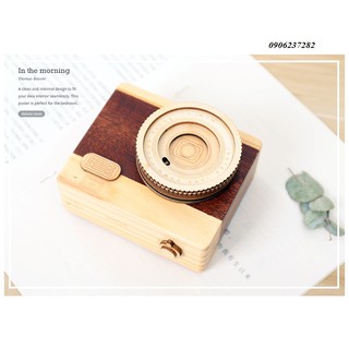 Hộp nhạc máy ảnh gỗ mẫu vuông_RE0322