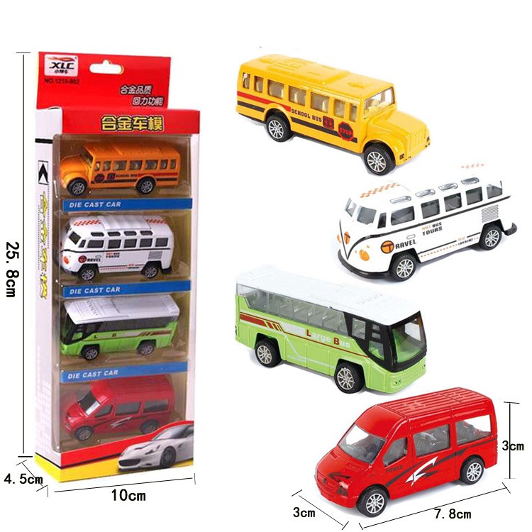 Set 4 mô hình xe bus đồ chơi bằng nhựa độc đáo dành cho các bé